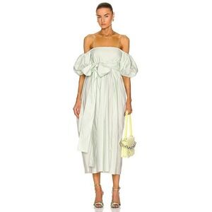 Cecilie Bahnsen Mint Green Cotton Poplin Joel Midi Dress US 2 UK 6